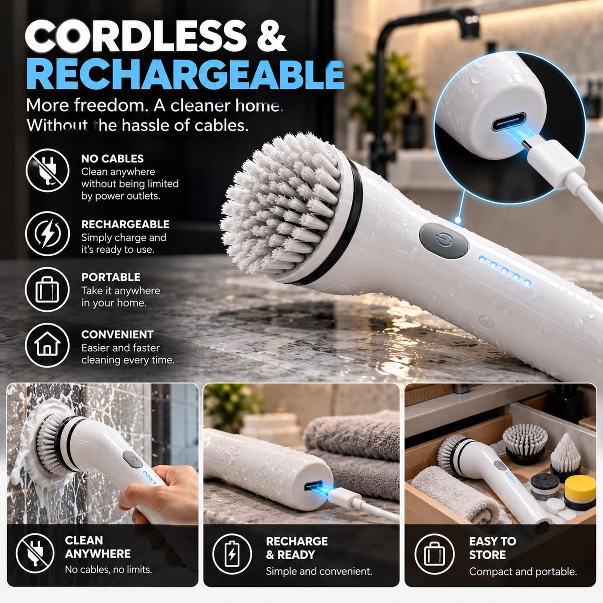 NovaScrub™ 5-in-1 Electric Spin Scrubber
